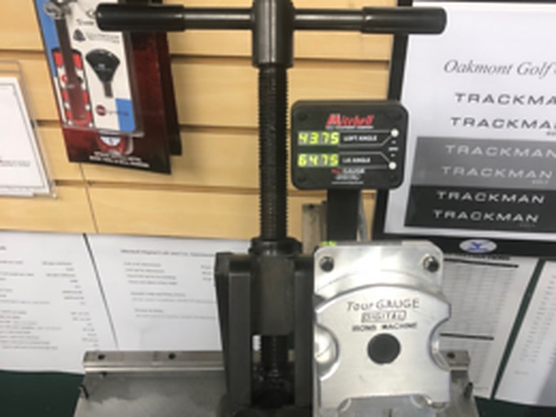 The Mitchell digital loft and lie machine in the Oakmont Golf Center repair shop